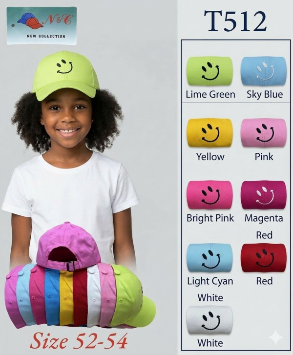  Czapka dziewcięca Roz 52-54, Mix kolor Paczka 12 szt